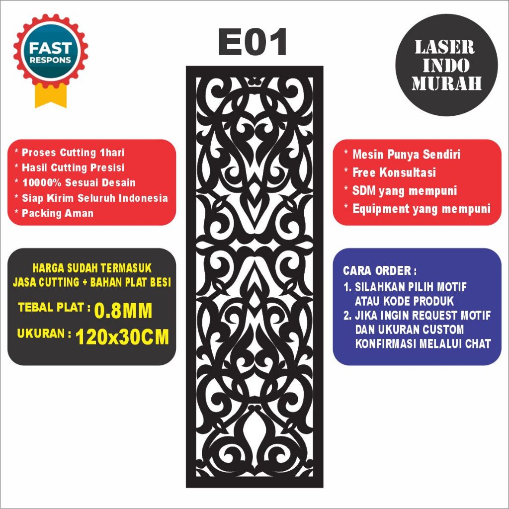 Laser Cutting Plat 0.8mm | Pagar Laser Cutting | Ornamen Pagar Laser Cutting