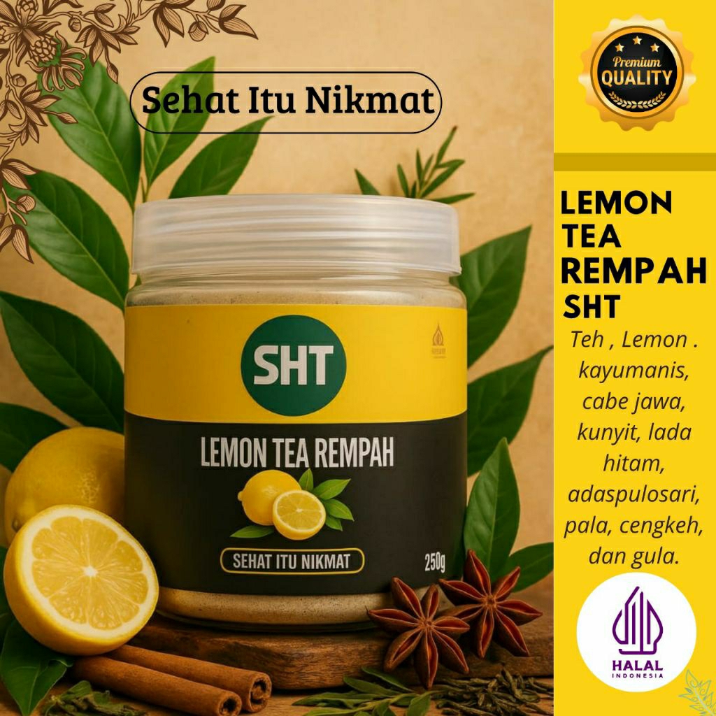 

Lemon Tea Rempah SHT | Lemon Tea Herbal | Bubuk Teh dan Lemon pilihan dengan aneka Rempah dan Gula