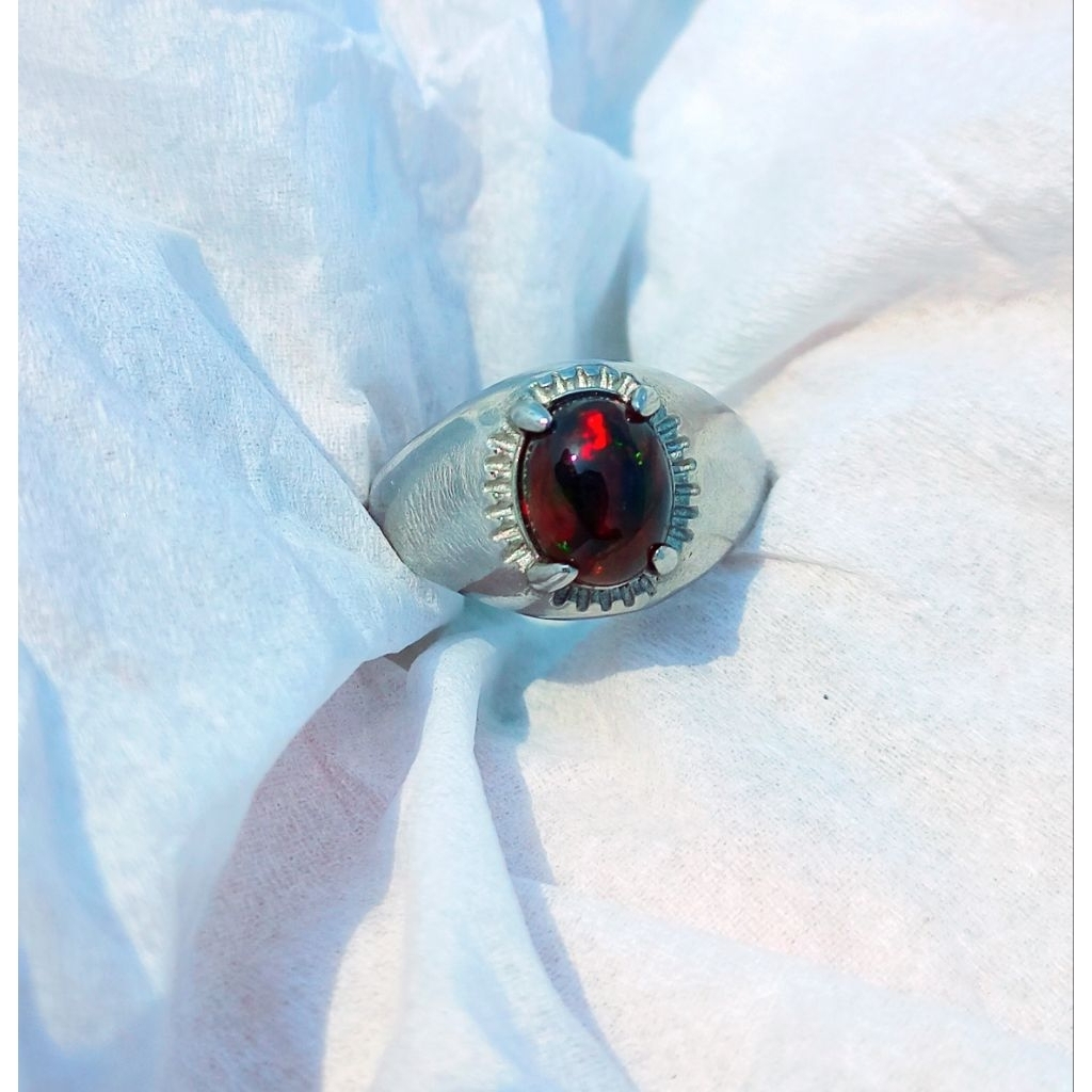 Cincin Batu Black Oval Kalimaya Afrika Kualitas Super Jarong Unik siap pakai