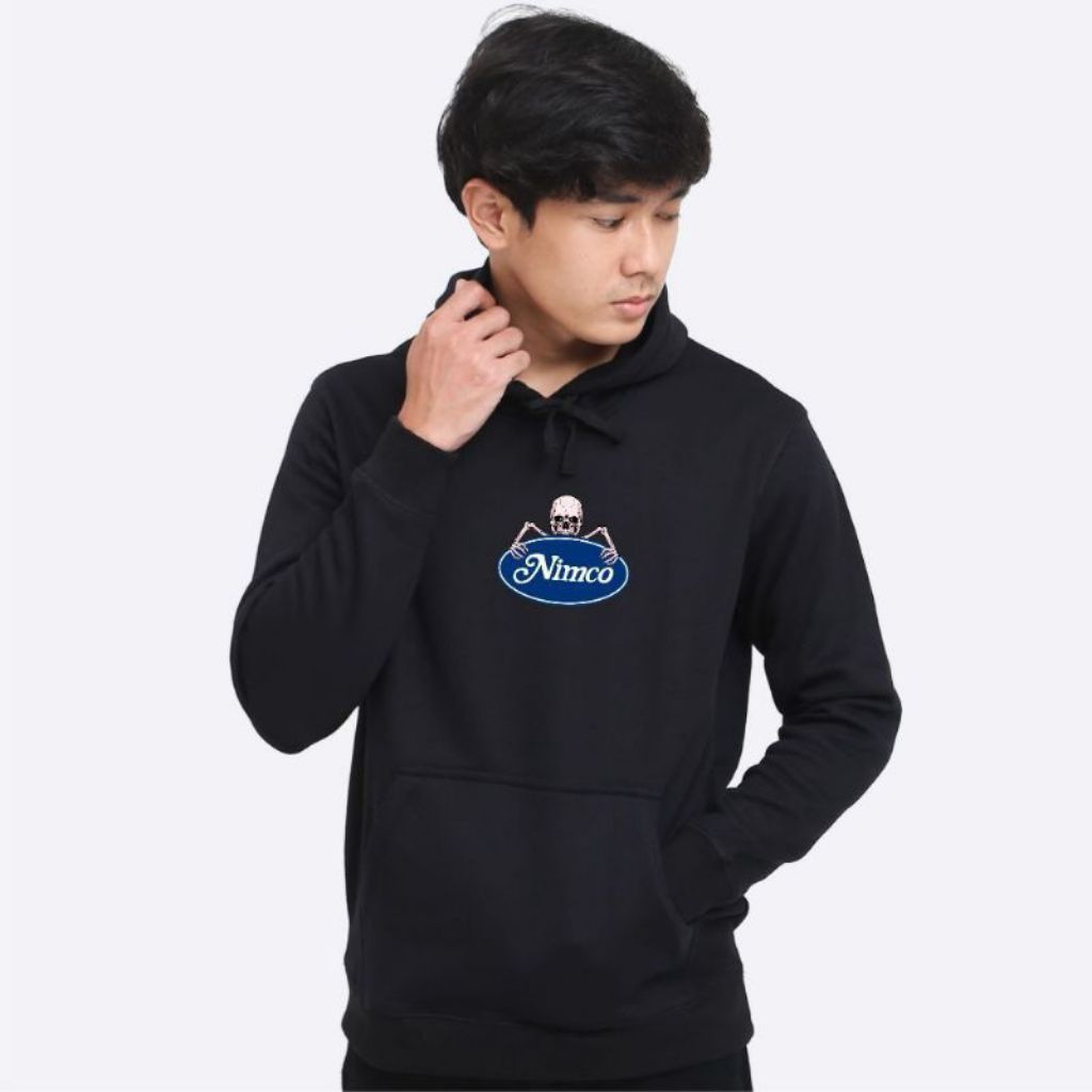 Hoodie nimco vsn blue logo _ jaket hitam unisex _ sweater pria wanita