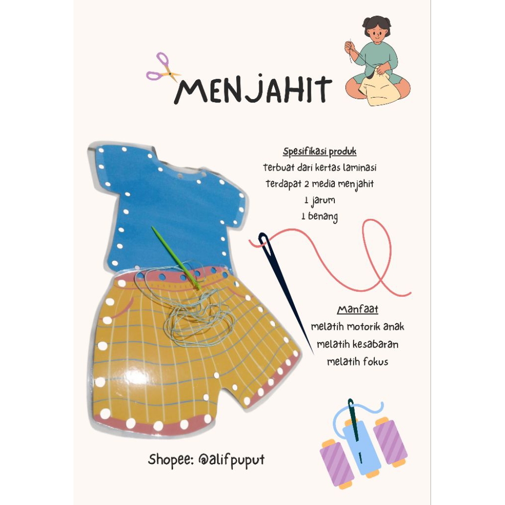 mainan edukasi anak menjahit/mainan menjahit/menjahit