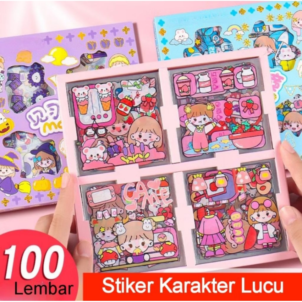 

Sticker Box Character Cartoon Stiker 2D Box isi 100 Pcs / Lembar Aesthetic Korea