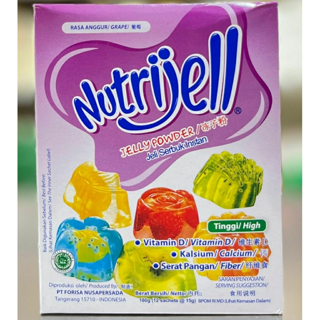 

Nutrijell Rasa Anggur / Nutrijell Anggur 15gr 1 Box isi 12pcs ( Jeli / Jelly Bubuk , Jelly Powder , Bubuk Jelly Instan )