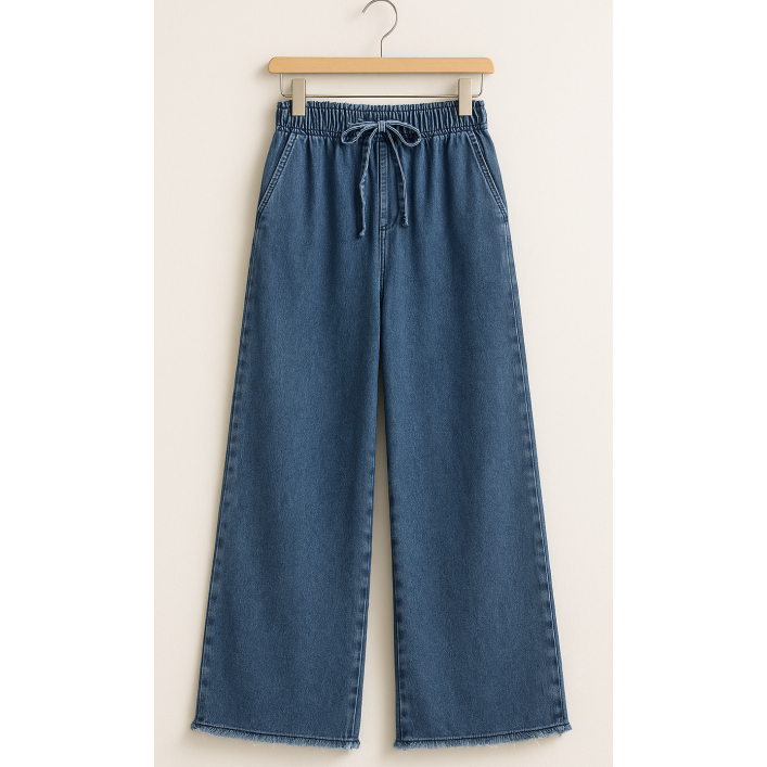 Celana Kulot Jeans Wanita Bawah Rawis