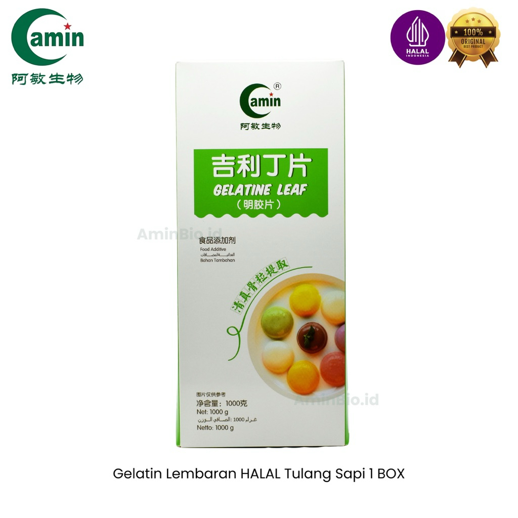 

AminBio Gelatin Leaf HALAL 1 Box - Gelatin Lembaran HALAL Tulang Sapi 1 Box