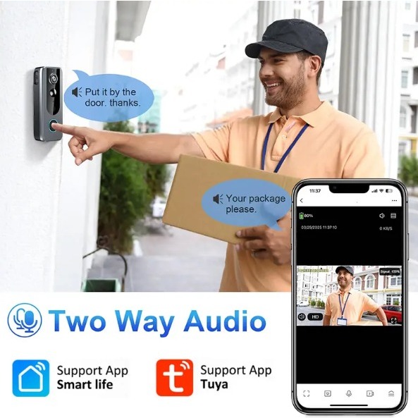 Bell Rumah HD Model Remote Wirelles Tuya /Bell CCTV Tuya NEW  Dual Power Intercom  / CCTV Remote/ Be