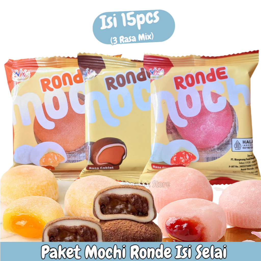 

Mochi Isi Selai 15 Pcs Mix Rasa – Strawberry, Cokelat & Mangga | Mochi Lembut & Enak | Mochi Isi Selai