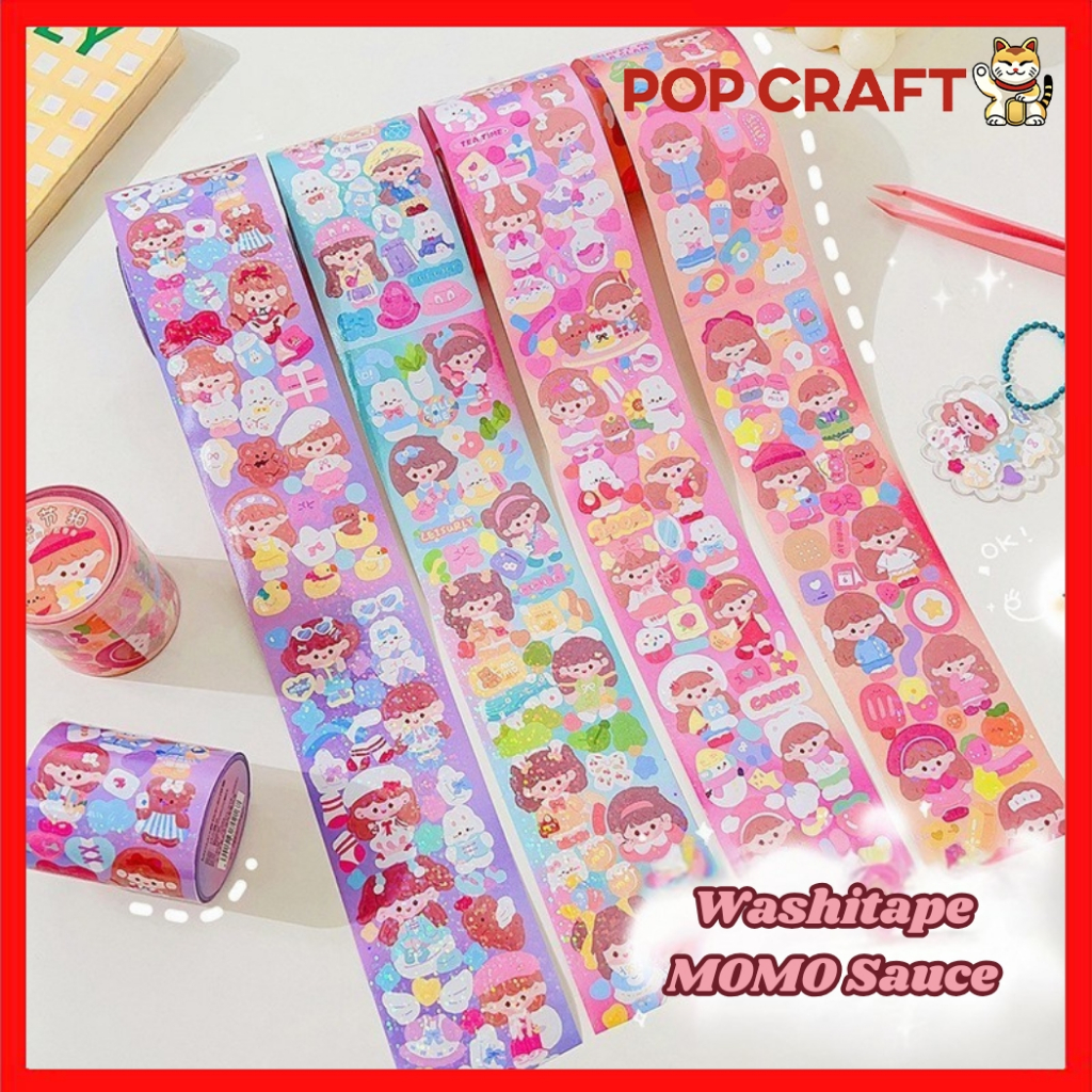 

PC Washitape Masking Tape Stiker Momo Glossy Lucu Buat Dekor Casing HP Rolls Washi Tape Masking Tape