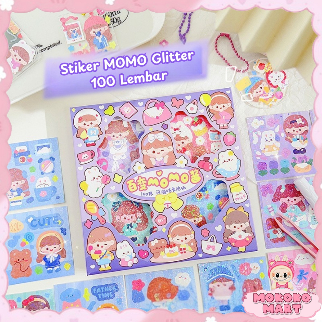 

MM Stiker Box isi 100 Lembar Momo Glossy Stiker Viral Stiker DIY Terbaru DIY Cocok Untuk Case HP