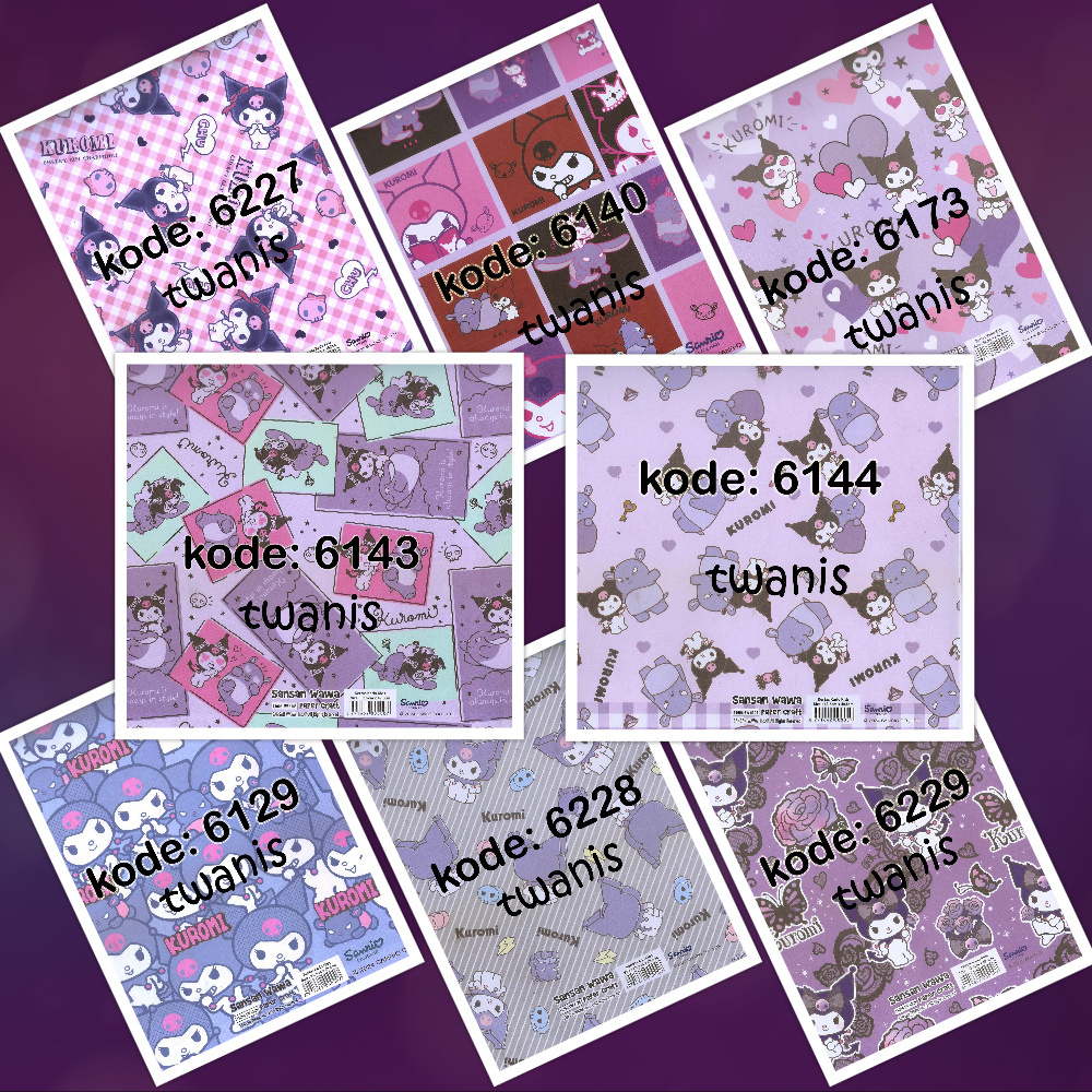 

Paket Kertas Kado Kuromi SANWA isi 30 lembar Campur Random Sesuai Stok