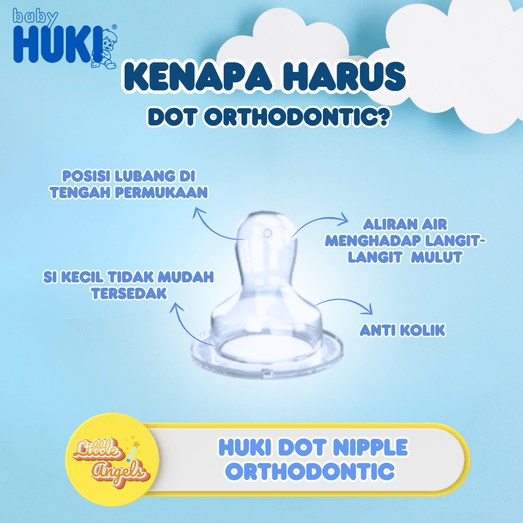 HUKI DOT GEPENG BAYI SILICON NIPPLE KARET ORTHODONTIC ( BPA FREE ) ORIGINAL
