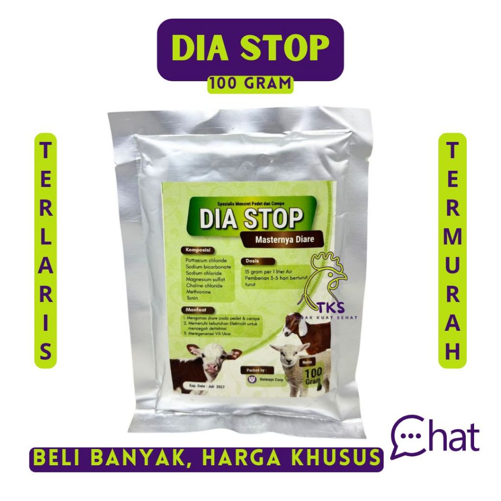 DIA STOP 100 GRAM - Obat Diare Mencret Sapi Kambing Domba Pedet Cempe