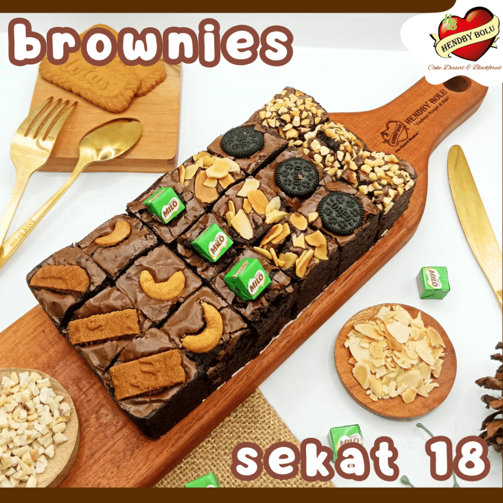 

RB22 Brownies Sekat / Brownis Skat 18 / Brownies Panggang Sekat Keju Kacang Mede Almond / Kue