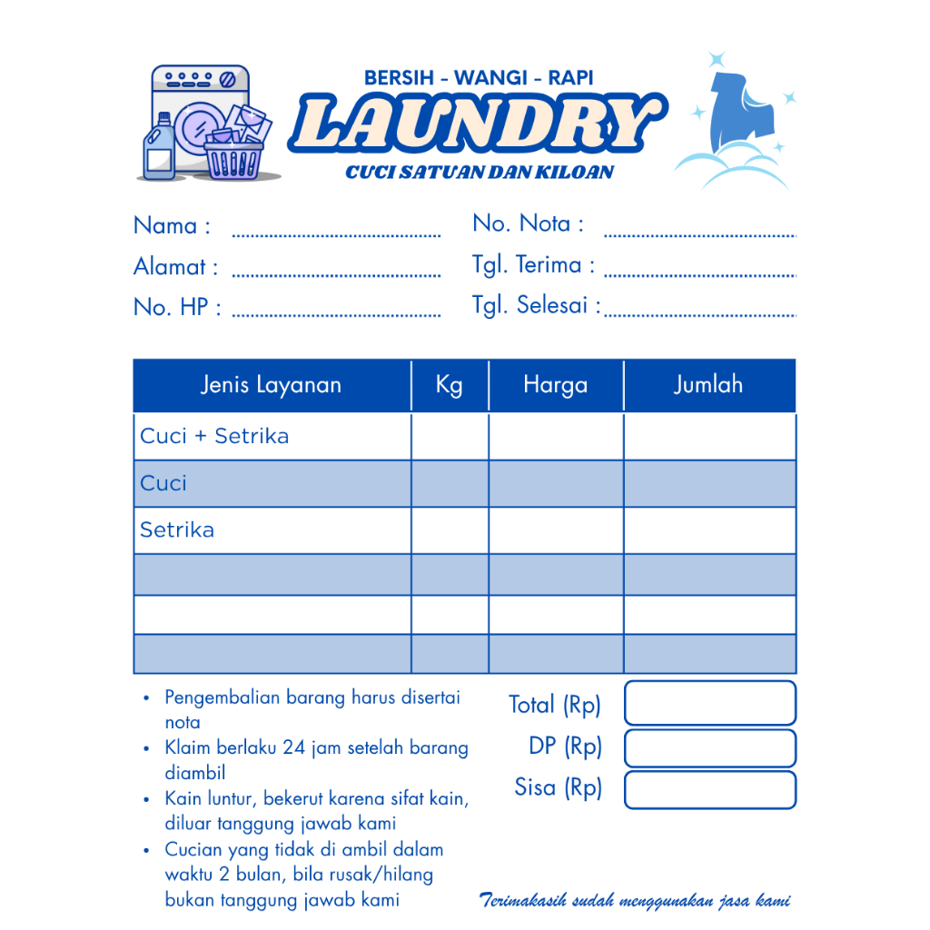 

NOTA LAUNDRY 1/8 folio 1ply 2ply READY STOCK