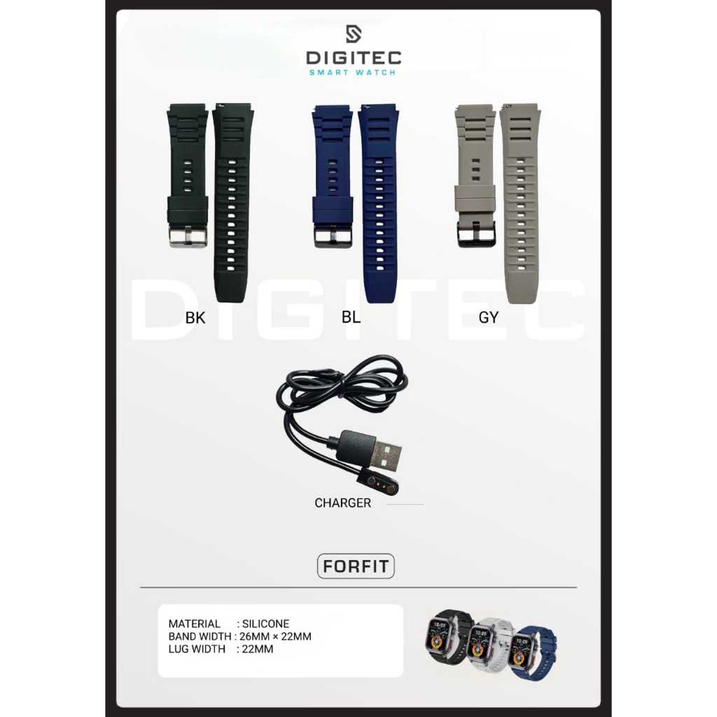 TALI/STRAP SMARTWATCH DIGITEC FORFIT & CHARGER