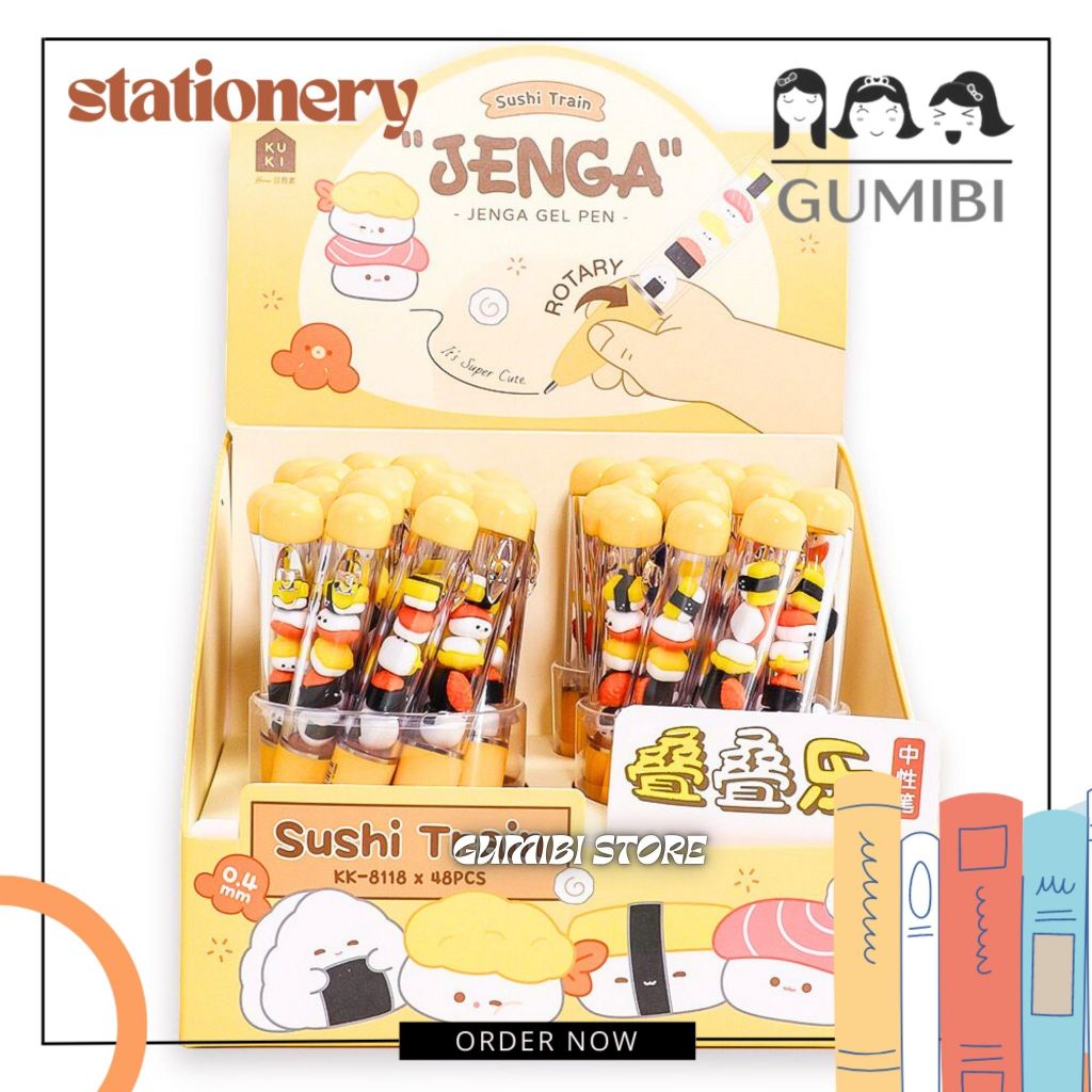 

PULPEN PUTAR SUSHI JENGA PENA MEKANIK GEL PREMIUM SUSHI PULPEN LUCU BENTUK MAKANAN JEPANG EDITION GUMIBI STORE