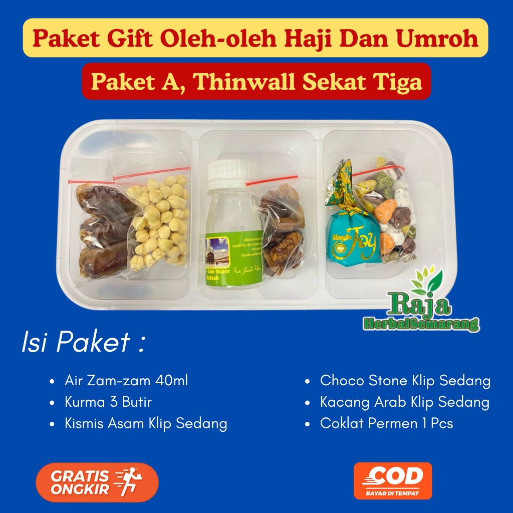 

Oleh-oleh haji dan Umroh Paket Gift Sekat Tiga Murah Mewah Makanan Khas Arab Timur Tengah