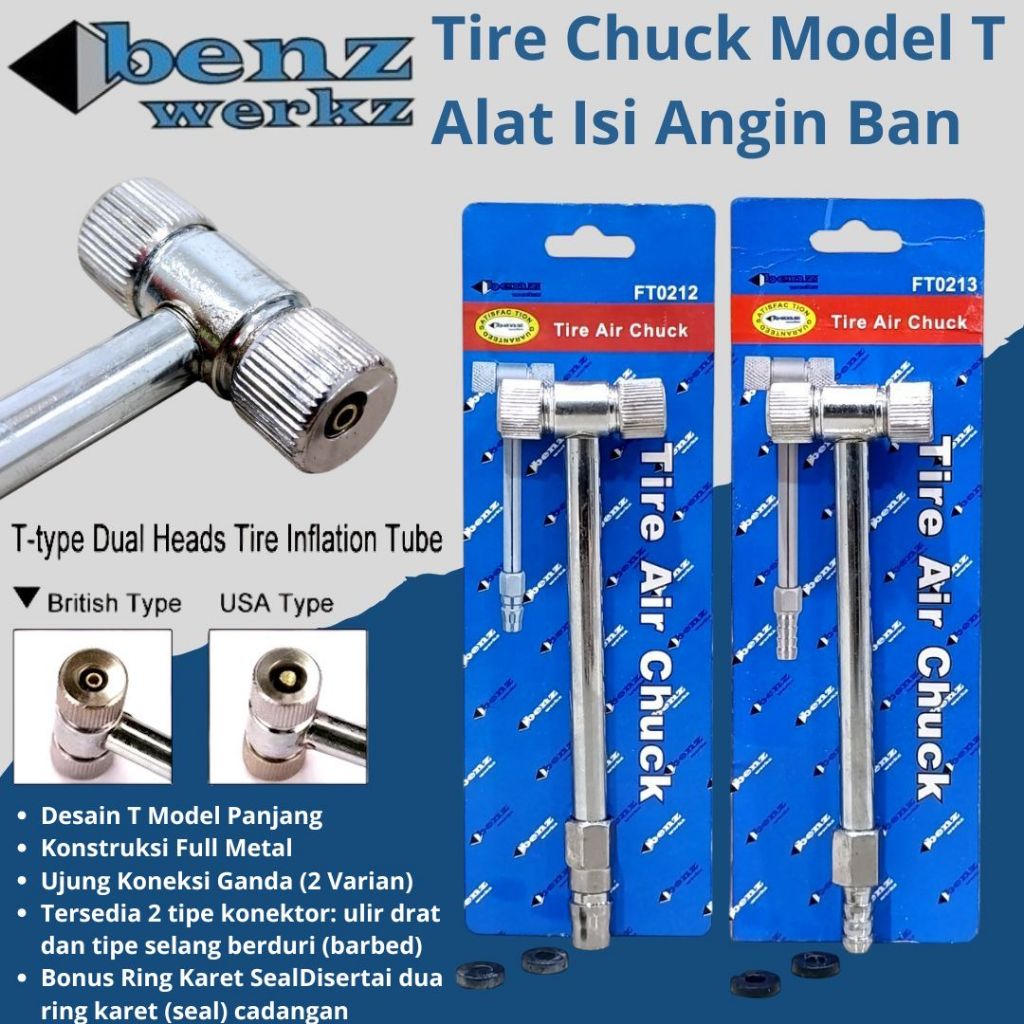 Murah  Benz Isian Angin Ban Tire Chuck Ft-0212 Ft-0213 Air Chuck Kompresor Nepel Coupler Selang