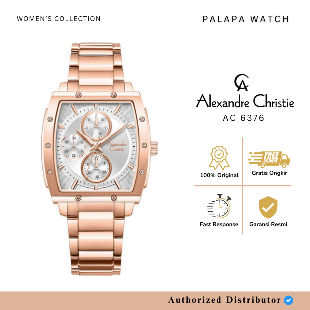 Jam Tangan Wanita Alexandre Christie AC 6376 / ac6376 / 6376 Rantai Original