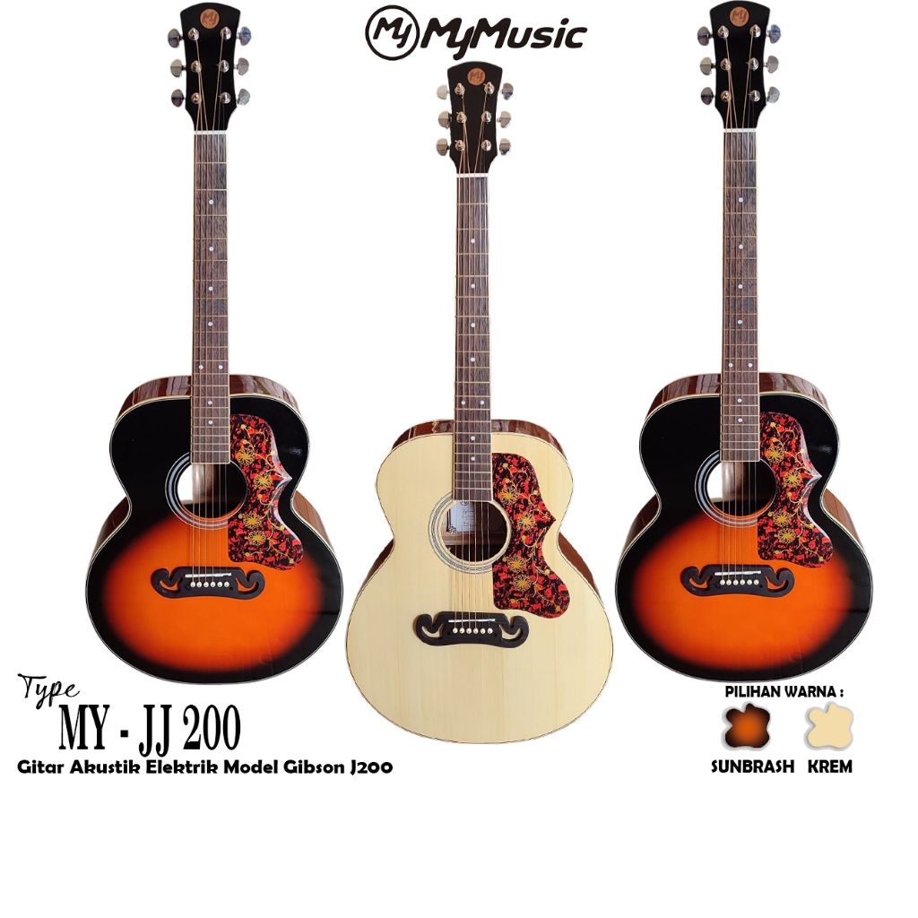 Gitar Akustik Elektrik Seri MY-JJ200 Body Jumbo MODEL Gibson J200