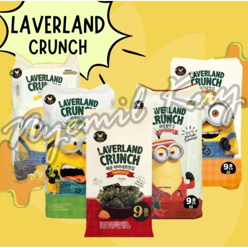 

Laverland Crunch Korean Crispy Seaweed Nori Rumput Laut Dengan Berbagai Rasa isi 4,5g × 9 pack - Snack Cemilan Korea