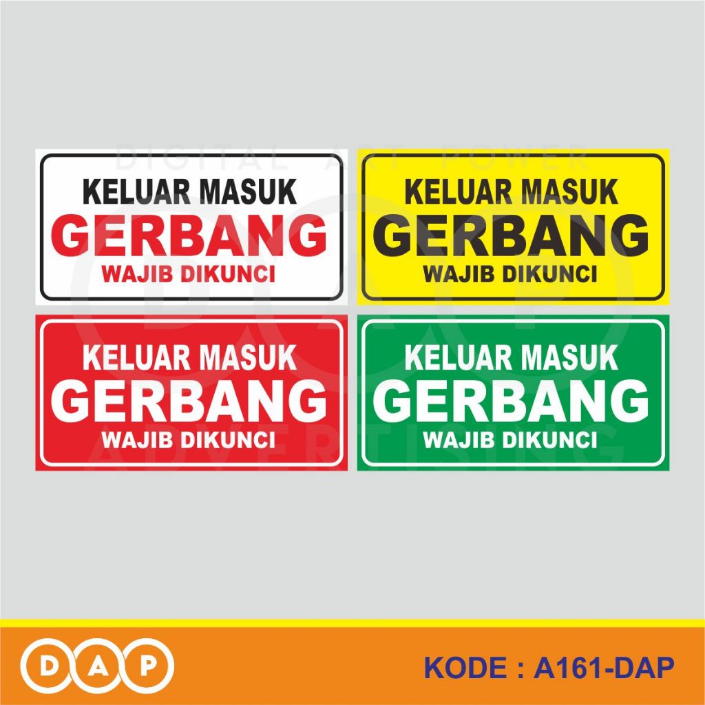 

A161 - Acrylic Sign, Stiker Akrilik Keluar Masuk Gerbang Wajib Dikunci, Tahan Air, Bisa Custom