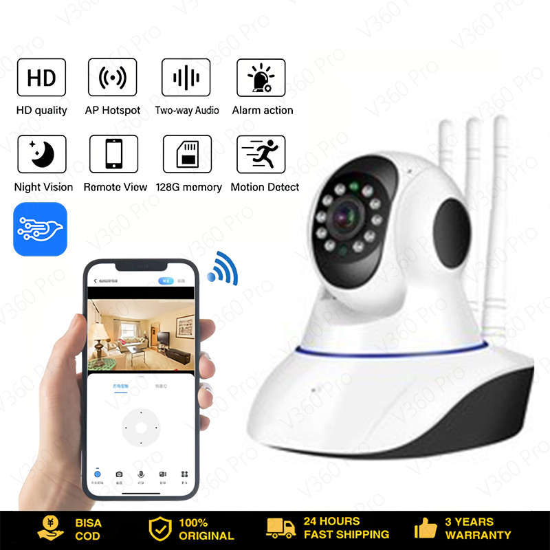 【CCTV】Kamera IP CCTV 3 Antena Eksternal untuk Rumah/Kantor - Sinyal Super Kuat, Stabil 24 Jam, Kontr