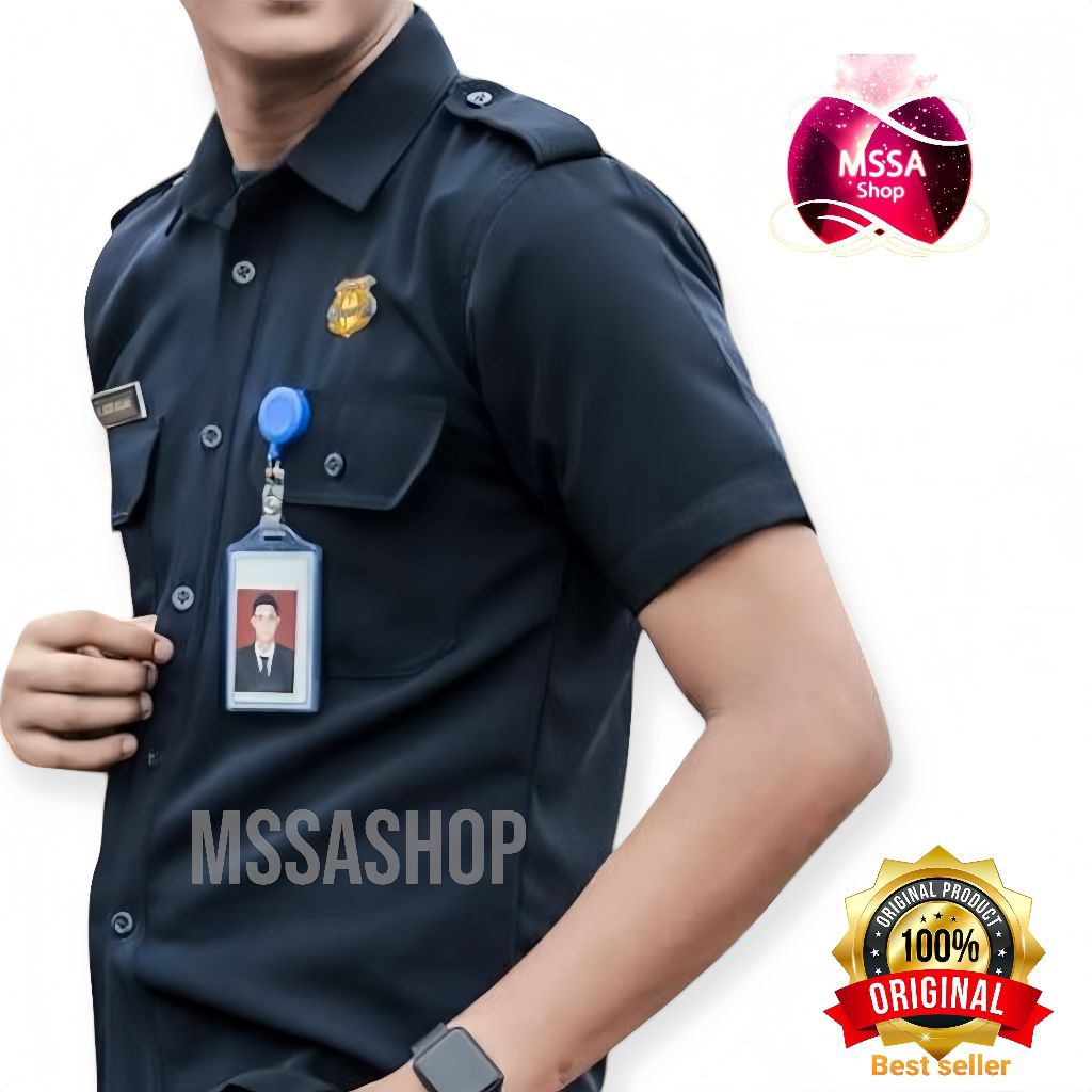 Mssashop stelan Seragam Safari coklat hitam pendek panjang Security Seragam Satpam Baju Sekurity Baj