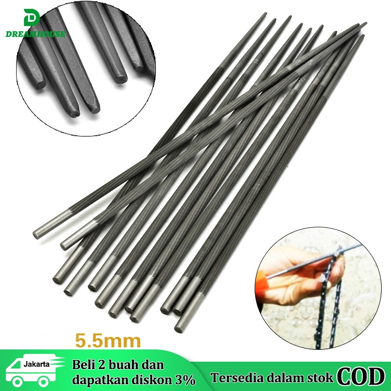 12PCS Kikir Bulat 4mm 4.8mm 5.5mm STIHL Penajam Rantai Chainsaw Pasah Asah Gergaji Mesin Senso 20 22