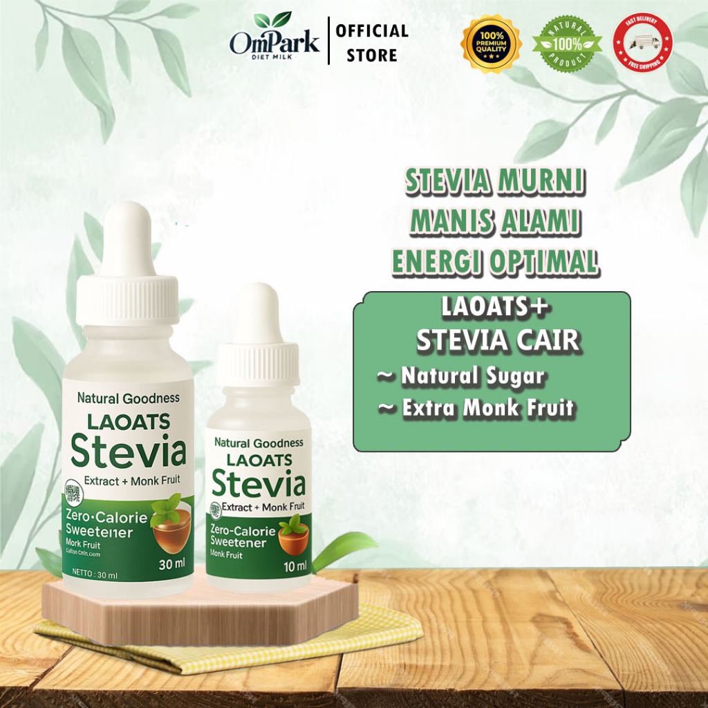 

Pemanis Stevia Tetes Alami 0 Kalori Tahan Panas, Aman untuk Diabetes & Diet Sehat Laoats
