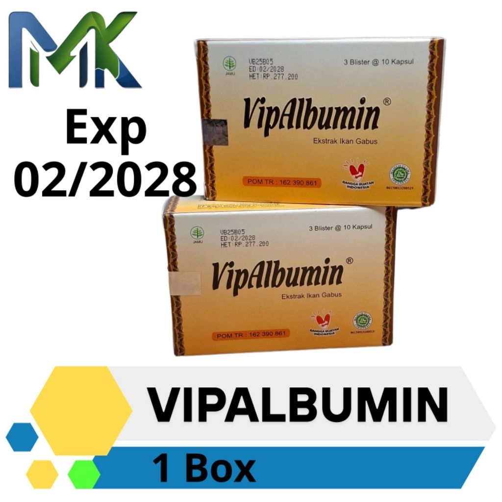Vipalbumin Kapsul atau Vipalbumin Plus Sachet 1 Box Vip Albumin Ekstrak Ikan Gabus Pil Kutuk