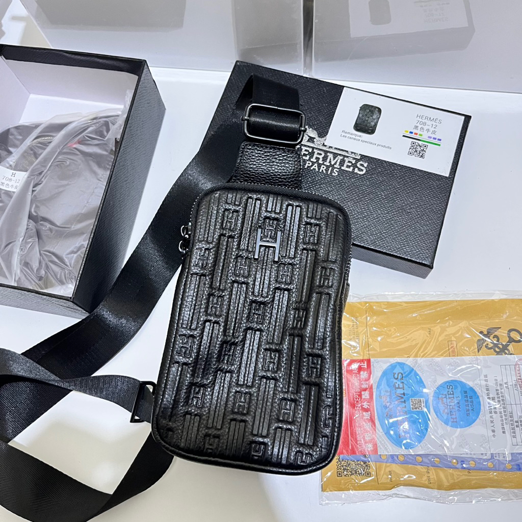 Tas selempang dada pria kulit asli tas slempang pria body bag pria mewah