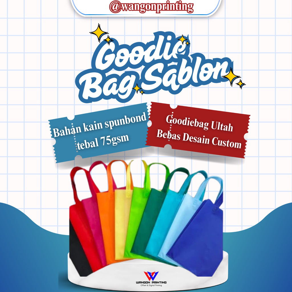 

Goodie bag ulang tahun anak bahan spunbon sablon dtf full color bisa custom