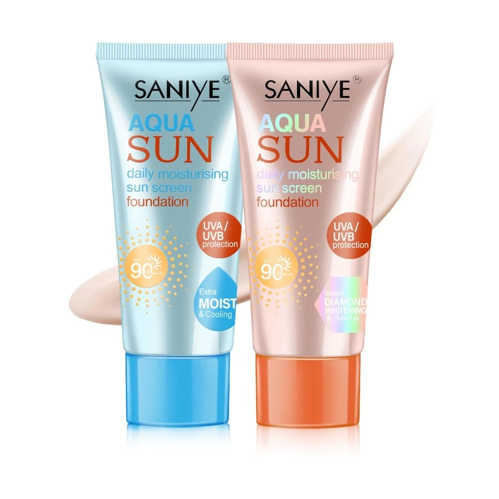 Saniye Wajah Sunscreen SPF 90 Waterproof Sunblock Foundation Pelembab
