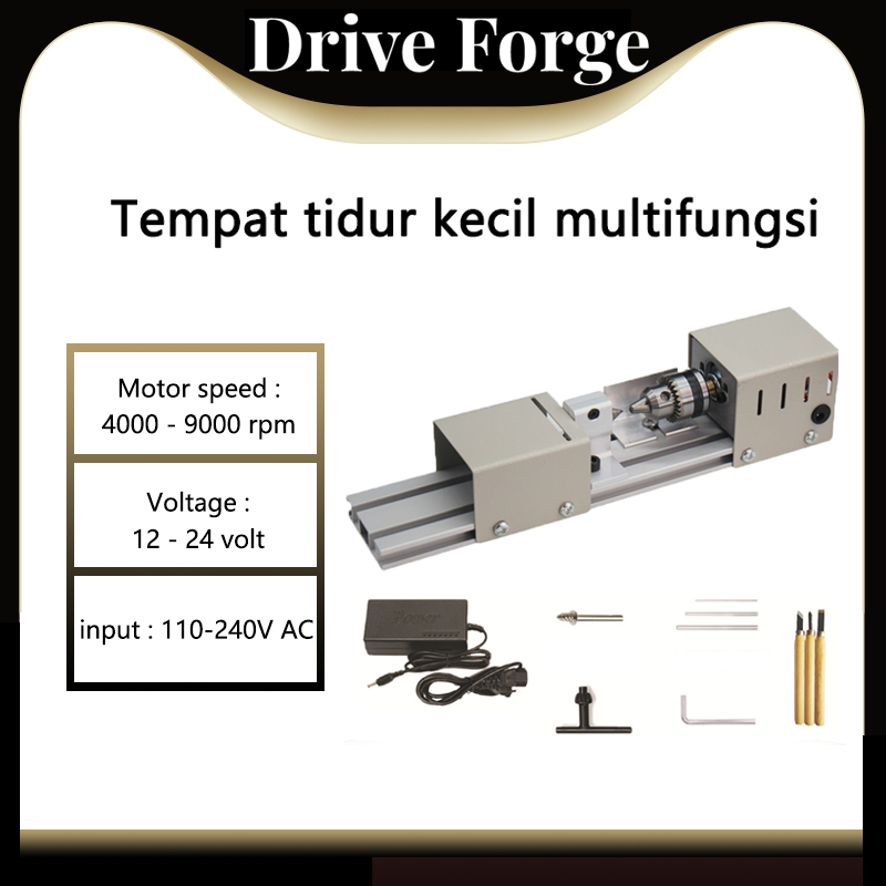 【Drive Forge】 220V Mesin Bubut Kayu Mini Lathe Mesin Beards Lathe Woodworking Bubut Kayu Tasbih Port