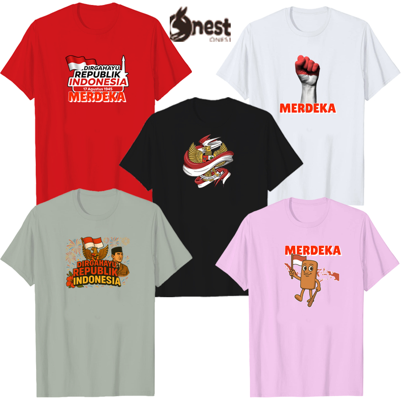 Kaos Custom Baju Oblong Cowok Cewek Abg Garuda Kemerdekaan 17 Agustus Lomba Indonesia Merah Putih