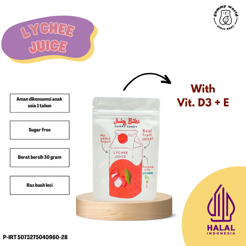 

Bites Gummy Vitamin - Sugar Free Vitamin Gummy (Lychee Juice)