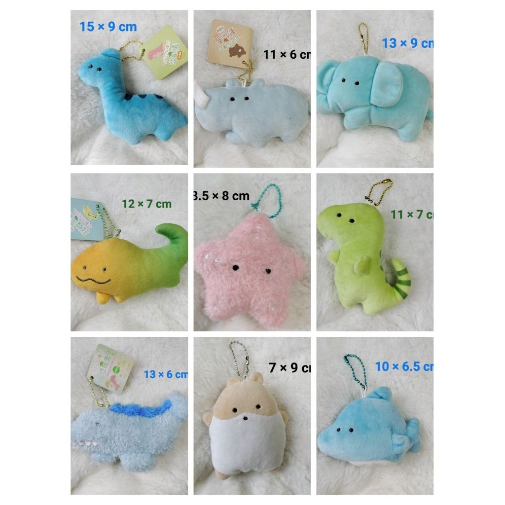 Gantungan Kunci Boneka 10cm Dinosaurus Binatang Ikan Gajah Qualia Amuse Mata Titik Bag charm Ganci P