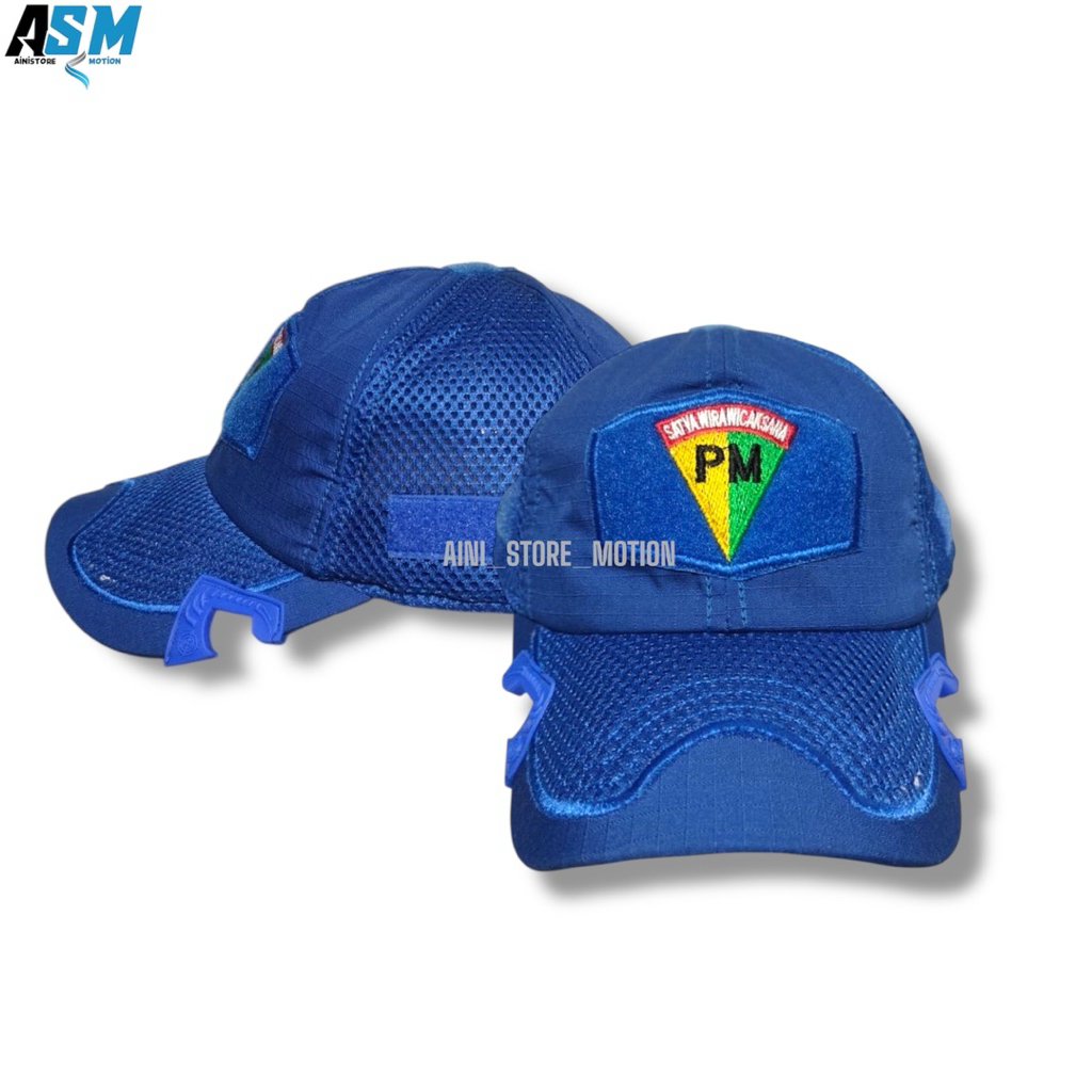 Terbaru Topi Coak Velcro Biru / Topi Tactical Coak PM / Topi Coak Biru Logo PM Polisi Militer