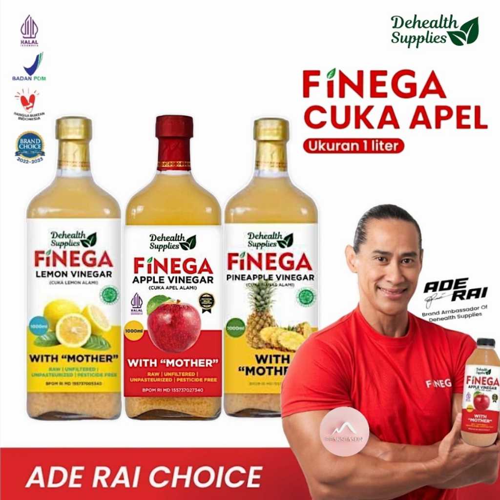 

Dehealth Supplies | FINEGA - CUKA APEL LEMON NENAS | 1 LITER - BOTOL KACA