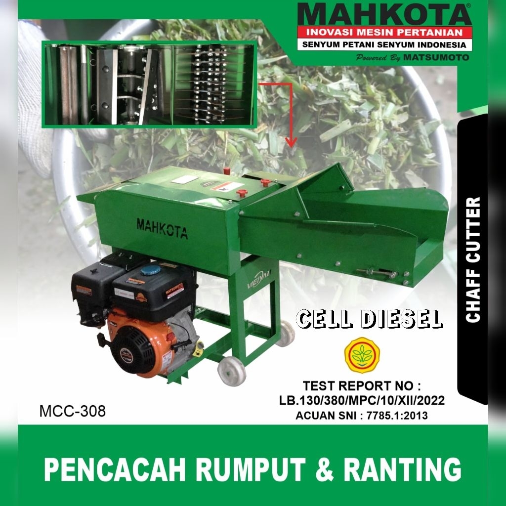 MAHKOTA Mesin Pencacah Ranting Kayu MCC-308 + Engine Bensin 13 HP