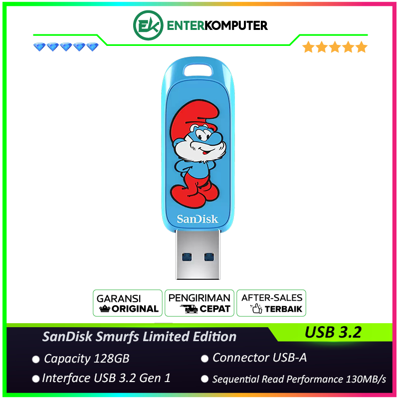 SanDisk Smurfs Limited Edition 128GB USB 3.2 - SDCZIS-128G