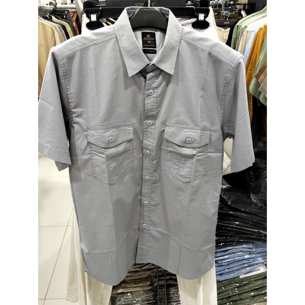 SCOTCH KEMEJA PRIA LENGAN PENDEK SAKU DUA MATAHARI TERBARU
