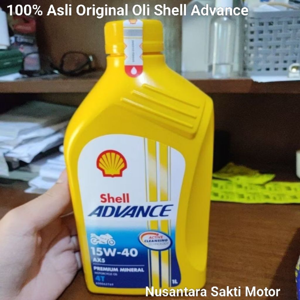 ( Oli Mesin Motor Shell AX5 Kuning ) Asli Original advance 10W 15W 30 40 4T 1 L shel sel oil bebek m