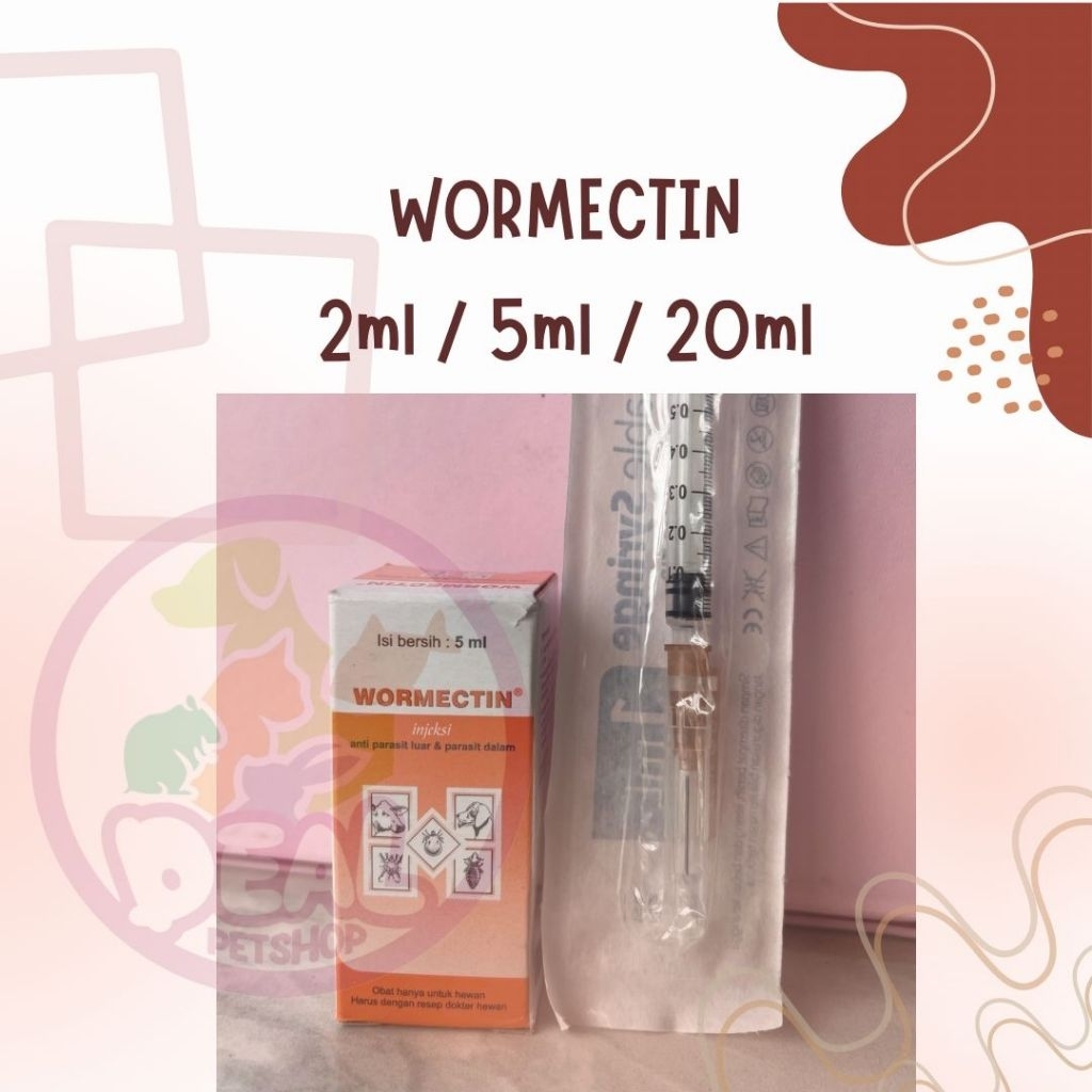 WORMECTIN OBAT - 2ML/5ML/20ML OBAT SCABIES SUNTIK INJEKSI KUDIS KUTU JAMUR CAPLAK CACING PARASIT TIK