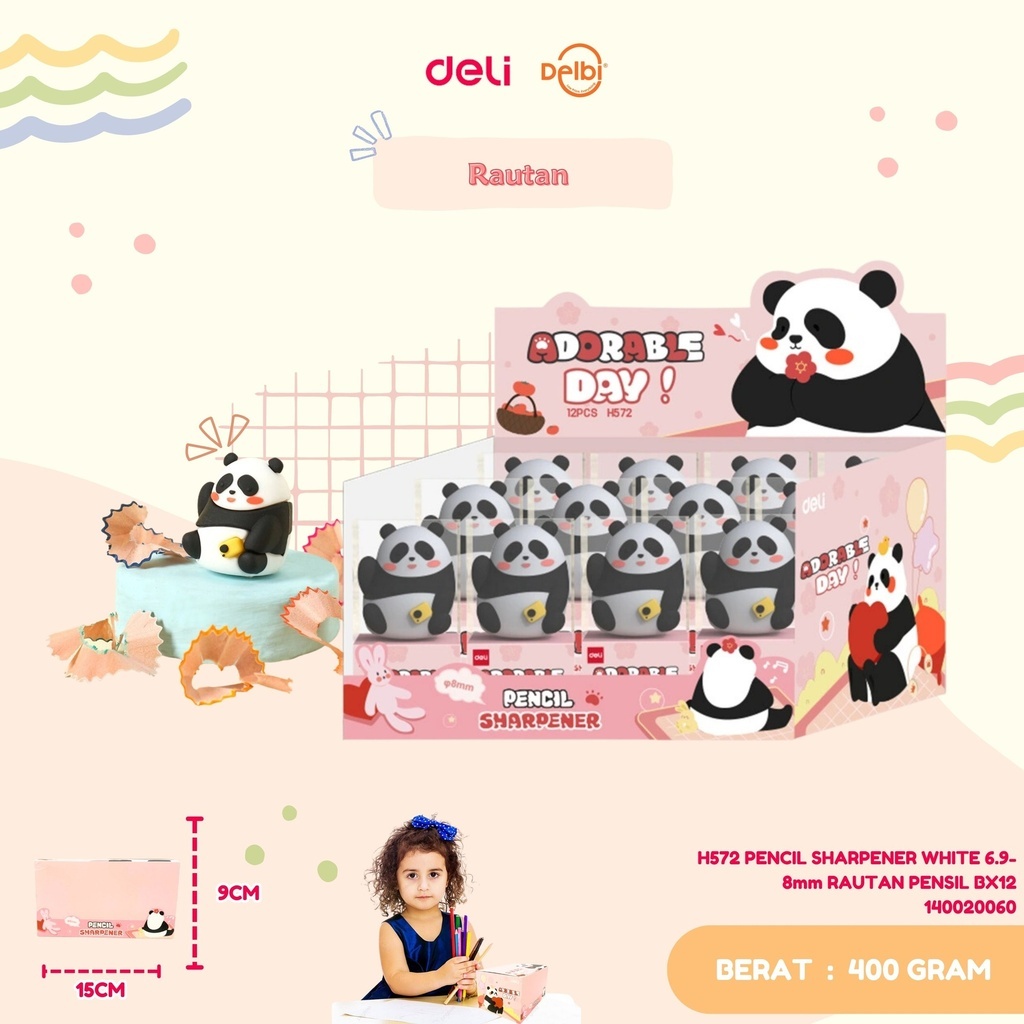 

DELI PENCIL SHARPENER RAUTAN PENSIL KARAKTER PANDA UNIK