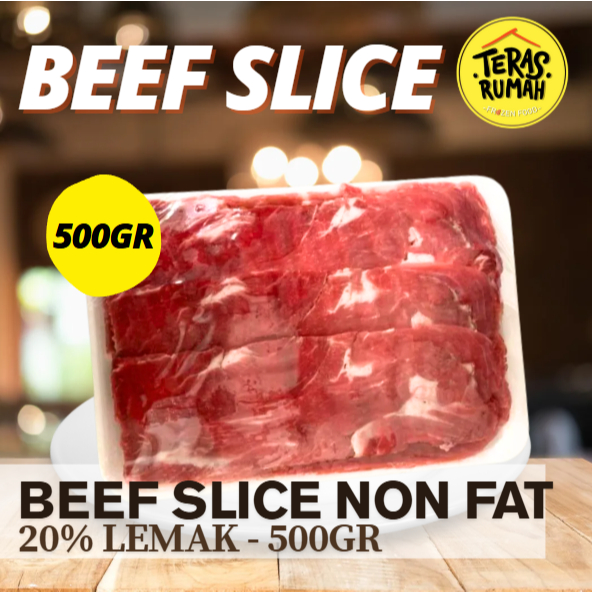

BEEF DAGING SAPI SLICE - NON FAT / SEDIKIT LEMAK (INSTANT) 500gr