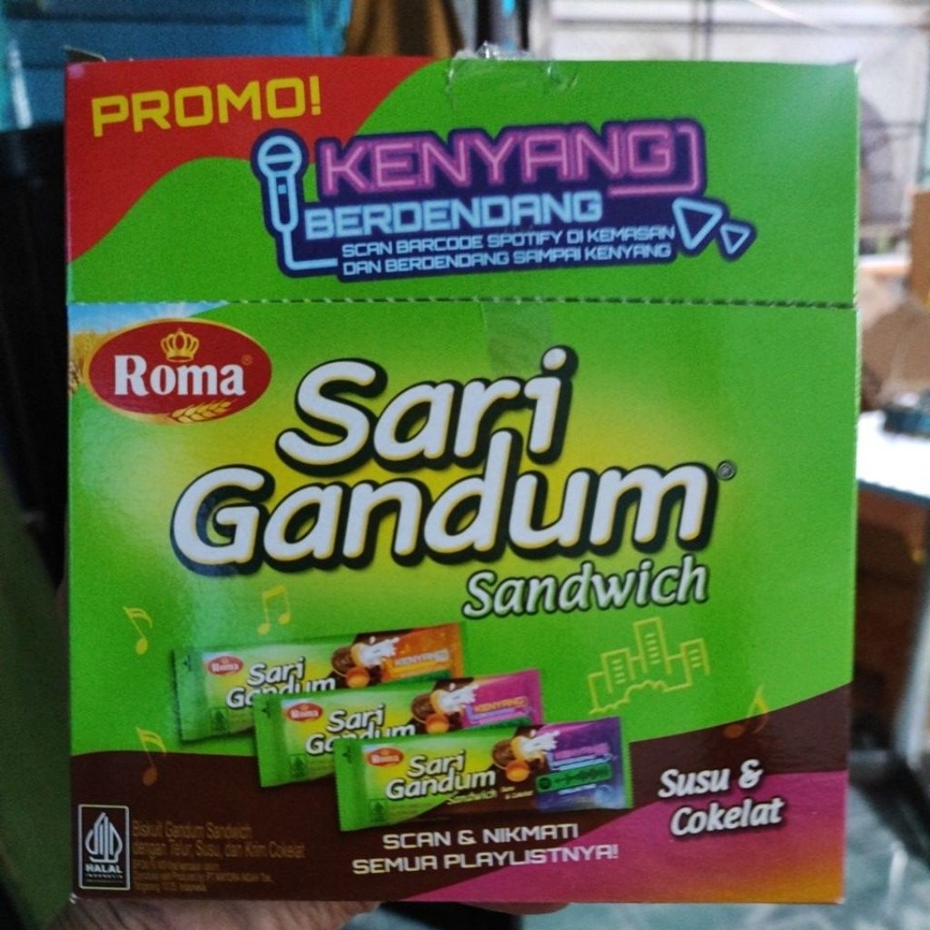 

[12pcs] Sari Gandum Roma 27gr dengan Cream Coklat diDalamnya | Camilan Coklat Lezat dan Enak