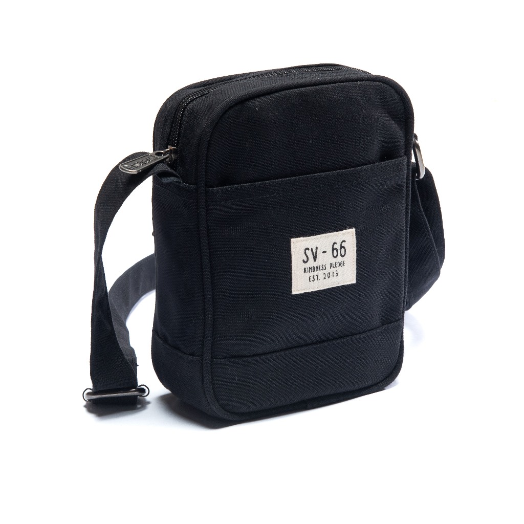 Svggest - Kuoka Black Mini Sling Bag Tas Slempang Pria - Canvas Tas Selempang Hitam