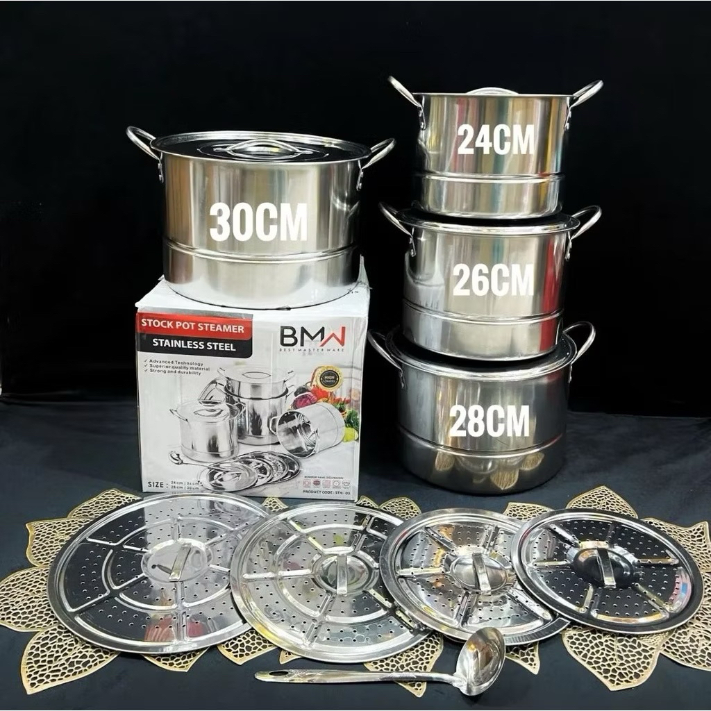 Stock Pot BMW Steamer Set Stainles Steel/Panci Set Steamer BMW /Panci Ukuran Besar Set Stainless